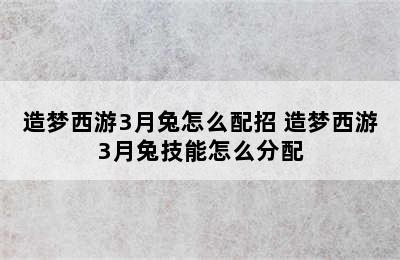 造梦西游3月兔怎么配招 造梦西游3月兔技能怎么分配